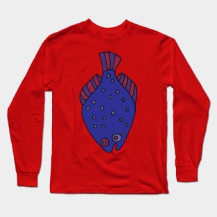 FUNNY STRANGE INTERESTING FLOUNDER FISH Purple Red from my Cabinet of Curiosities - UnBlink Studio by Jackie Tahara Long Sleeve T-Shirt